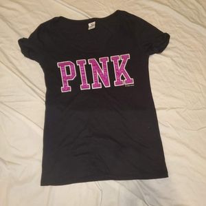 PINK Black & Purple Shirt w/print on back